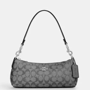 Coach Black and Gray Signature Shoulder Bag